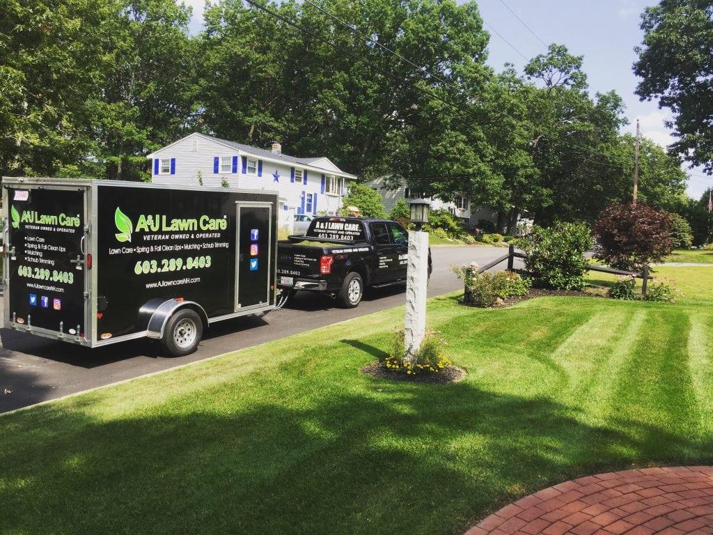 Here's a picture of a lawn maintenance service near Manchester NH we performed earlier this year. This particular client gets our spring landscaping services and will soon be having a fall cleanup in Manchester NH. Most of the clients we work with choose to go on a weekly lawn mowing plan and also take advantage of our spring clean ups and fall cleanups in Manchester.