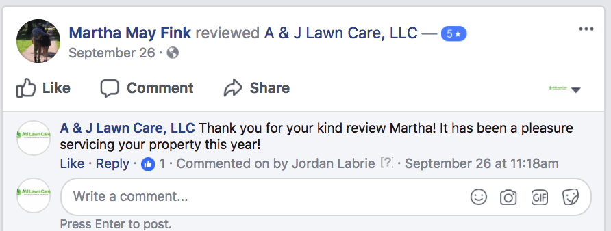 Martha from Hooksett NH Lawn Care Review